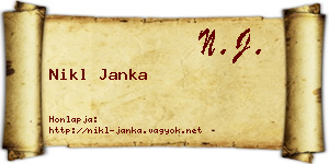 Nikl Janka névjegykártya